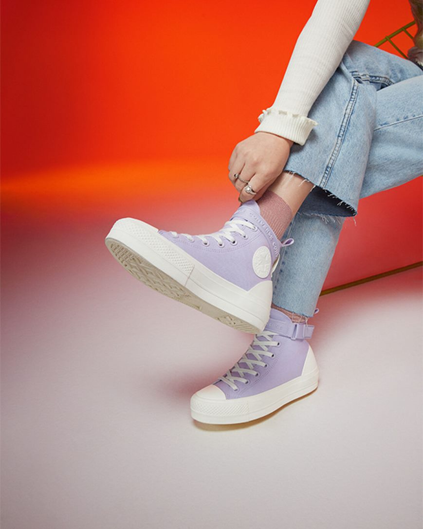 Pantofi Platforma Dama Converse Chuck Taylor All Star Lift Utility Curea Inalti Violet Violet | RO AEGX13756